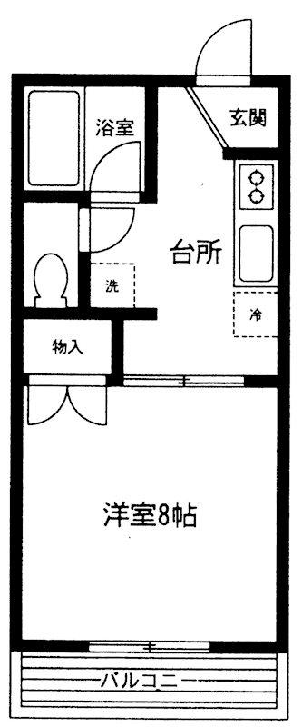 ウエルネス(1K/2階)の間取り写真