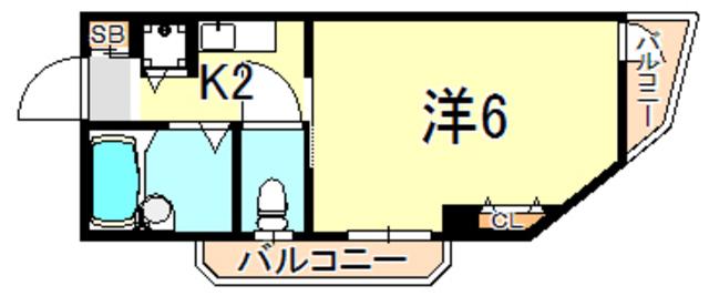 YKハイツ相生町(1K/6階)の間取り写真