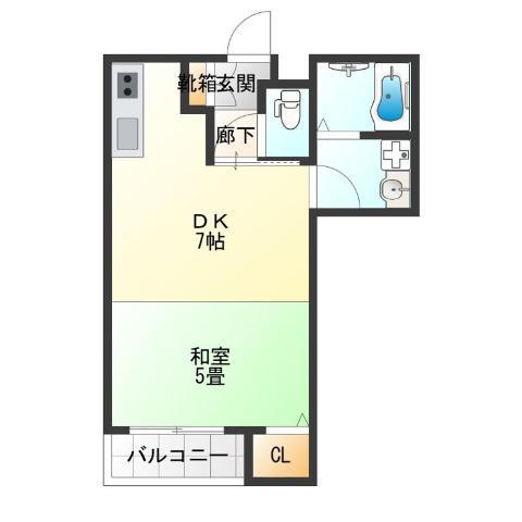 SUN生A号棟(1DK/1階)の間取り写真