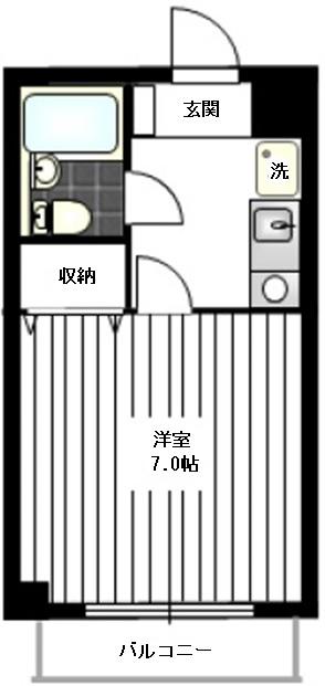 イーストハイム(1K/2階)の間取り写真