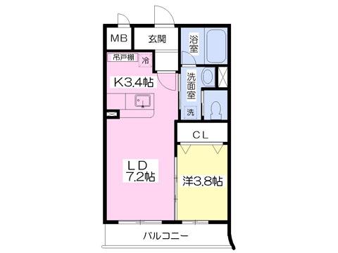 カーサビアンカ谷藤(1LDK/1階)の間取り写真