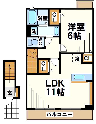 グランデ ニケ II(1LDK/2階)の間取り写真