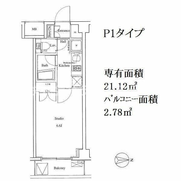 セントパレス王子(1K/7階)の間取り写真