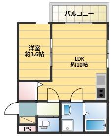 THENOBLES久留米中央町(1LDK/3階)の間取り写真