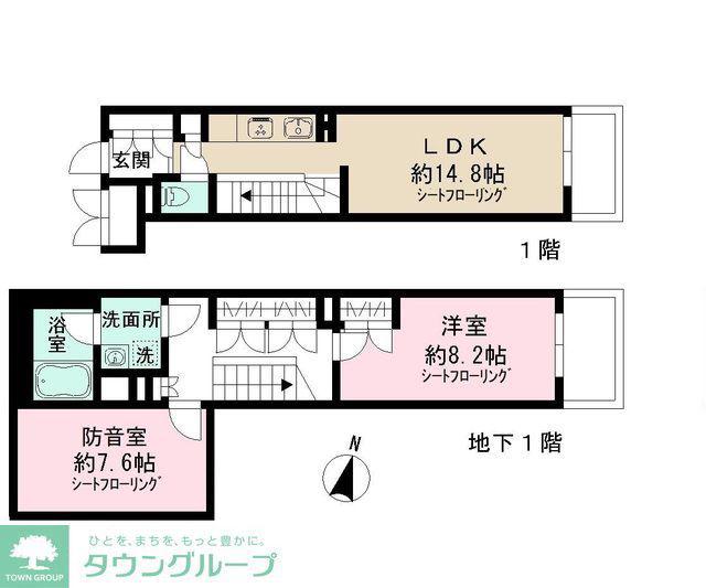 ADMIRAL HIMONYA(1SLDK/1階)の間取り写真