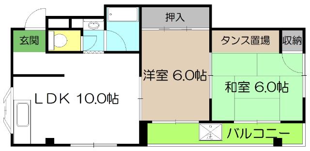 山崎ビル(2LDK/3階)の間取り写真