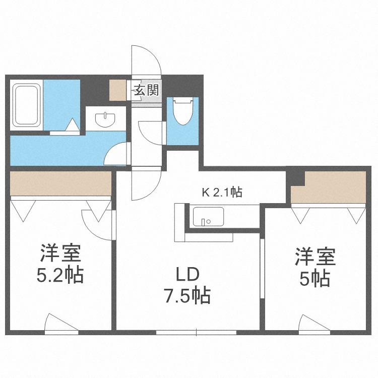 MANYS COURT(2LDK/1階)の間取り写真