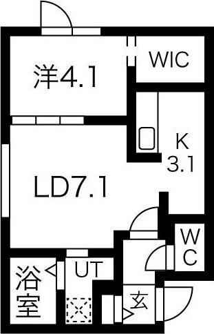 PORTE-BONHEUR NISHISEN6JOポルトボヌールニシ(1LDK/4階)の間取り写真