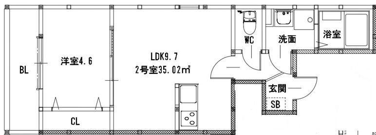 SUNMARK 京町本丁(1LDK/1階)の間取り写真