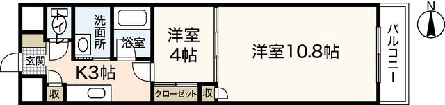 クレセント・ヒルズ(2K/7階)の間取り写真