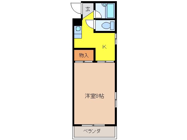 マンション若山(1K/3階)の間取り写真
