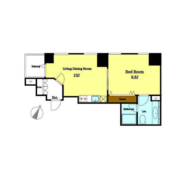 HAMILTON PLACE 部屋番号401(1LDK/6階)の間取り写真