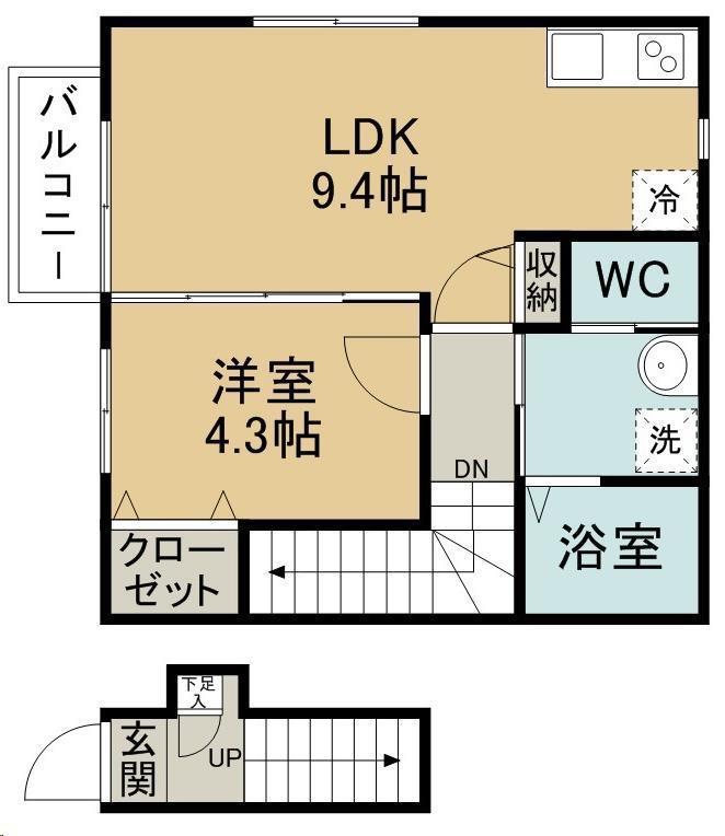 MAGIS N(1LDK/2階)の間取り写真