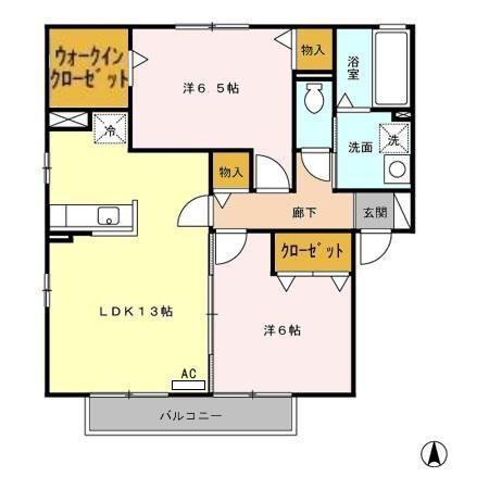 レジデンス神ノ倉C(2LDK/2階)の間取り写真