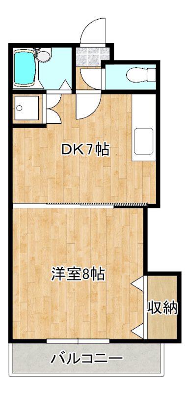 プライムハイツ中島A棟(1DK/2階)の間取り写真