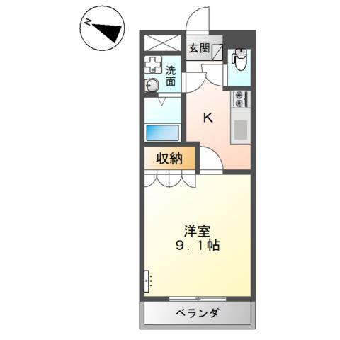 ディアドリーム(1K/2階)の間取り写真