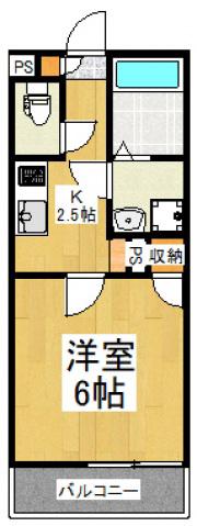 ハピネス上清戸(1K/2階)の間取り写真