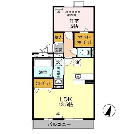 アプサラI(1LDK/2階)の間取り写真