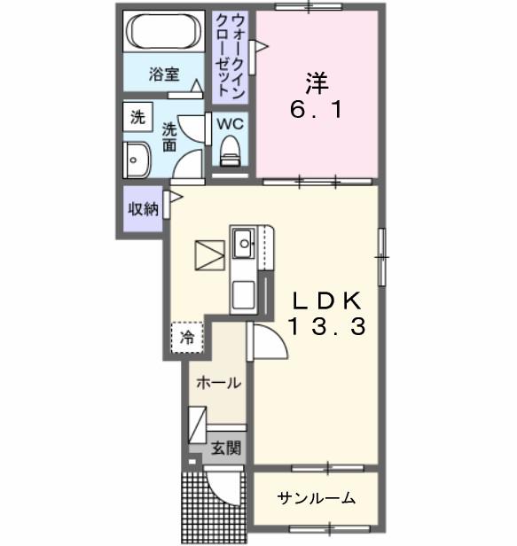 ノイエ ハイマート(1LDK/1階)の間取り写真