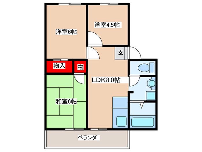 青葉丘ハイツ(3LDK/1階)の間取り写真