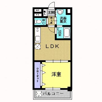 セレニティ(1LDK/4階)の間取り写真
