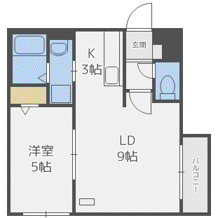 毘沙門天(1LDK/2階)の間取り写真