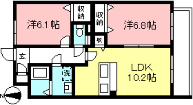 ピアレス成城(2LDK/1階)の間取り写真