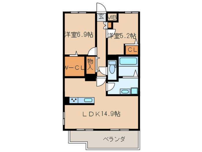 フェリオ(2LDK/1階)の間取り写真