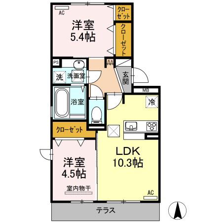 サンフラワー須屋(2LDK/3階)の間取り写真