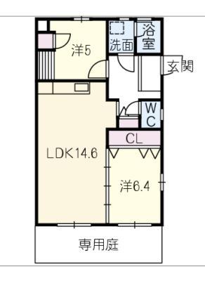 コンソート(2LDK/1階)の間取り写真