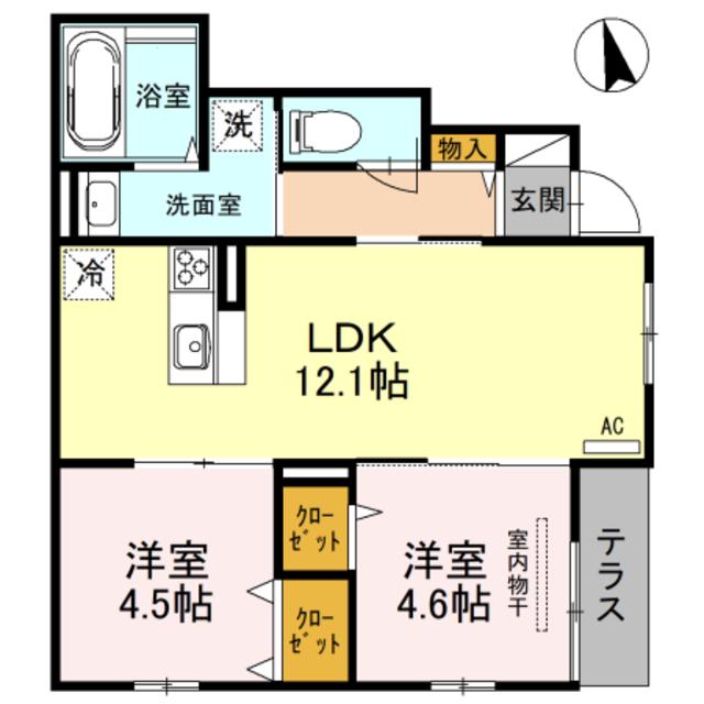 レオグランデ(2LDK/1階)の間取り写真