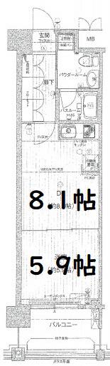 エグゼレジデンスタワー(1LDK/17階)の間取り写真
