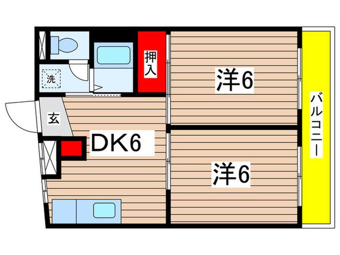 エトワール末広(2DK/1階)の間取り写真