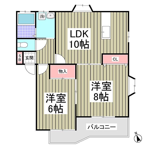 ハイツアネモーネB(2LDK/1階)の間取り写真