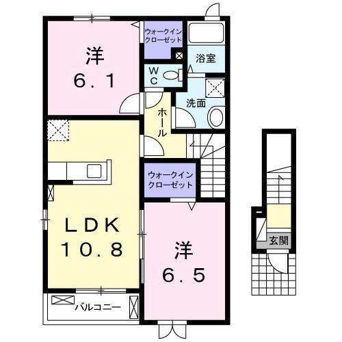 シャルマン M(2LDK/2階)の間取り写真