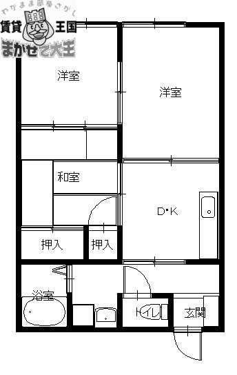 小曽根ハイツ(3DK/1階)の間取り写真