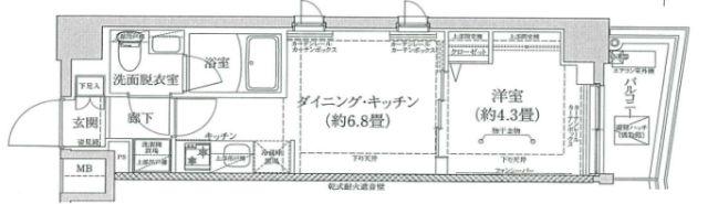 アイルプレミアム木場(1DK/4階)の間取り写真