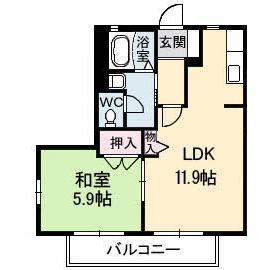 パークボナベンチャーハイツ(1LDK/1階)の間取り写真