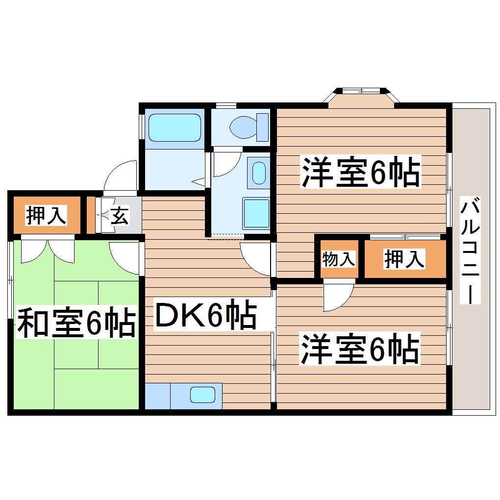 セジュール舘V(3DK/2階)の間取り写真