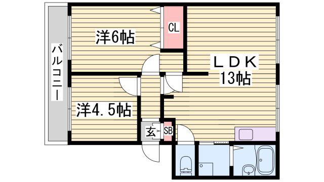 アーバン宮前(2LDK/1階)の間取り写真