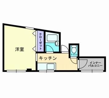 宮脇第15マンション(1K/4階)の間取り写真