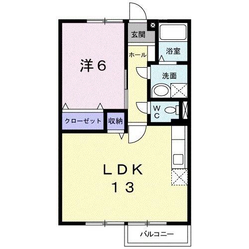 コーシンヒルズさわB(1LDK/2階)の間取り写真