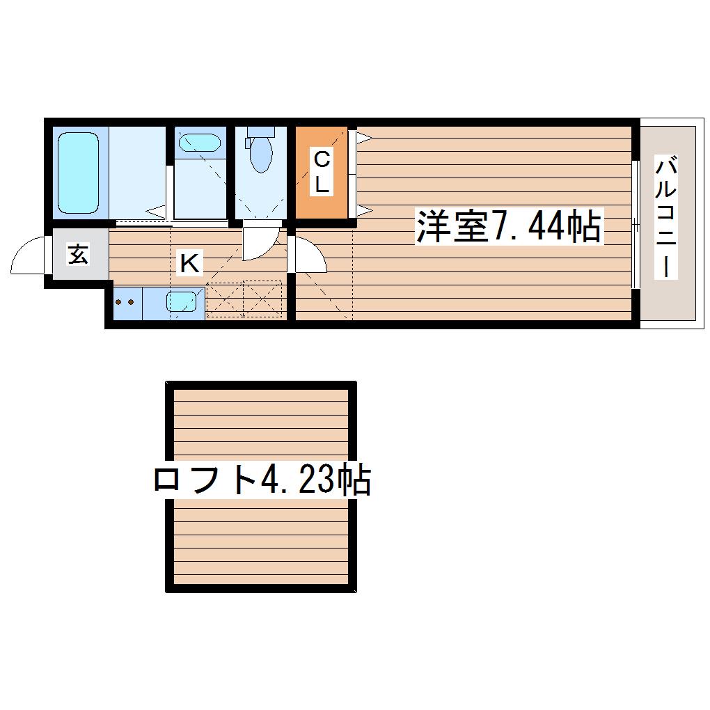 カオール柏木(1K/2階)の間取り写真