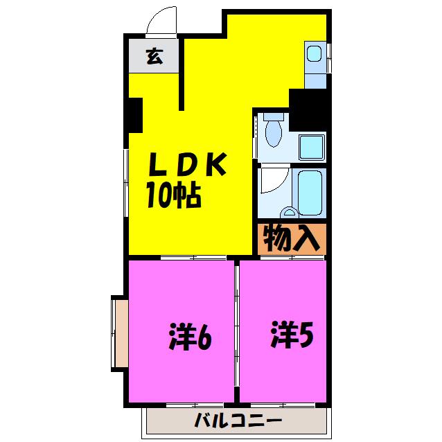 宮町第2ビル(2LDK/4階)の間取り写真