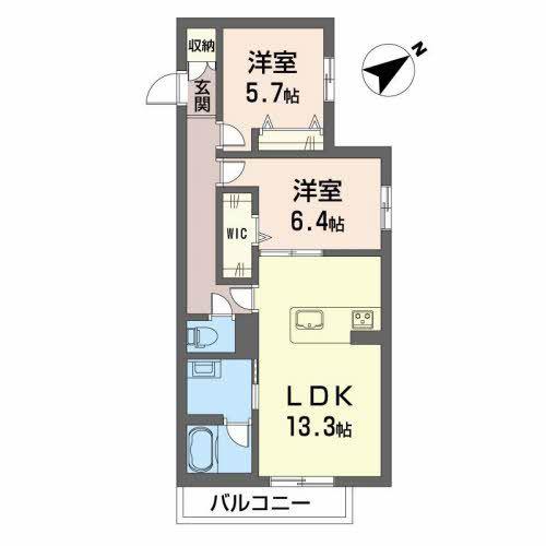 シャーメゾン輝(2LDK/1階)の間取り写真
