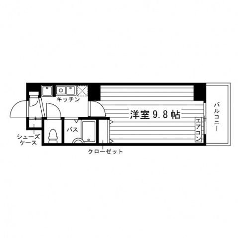 ノースヒルズ(1K/3階)の間取り写真