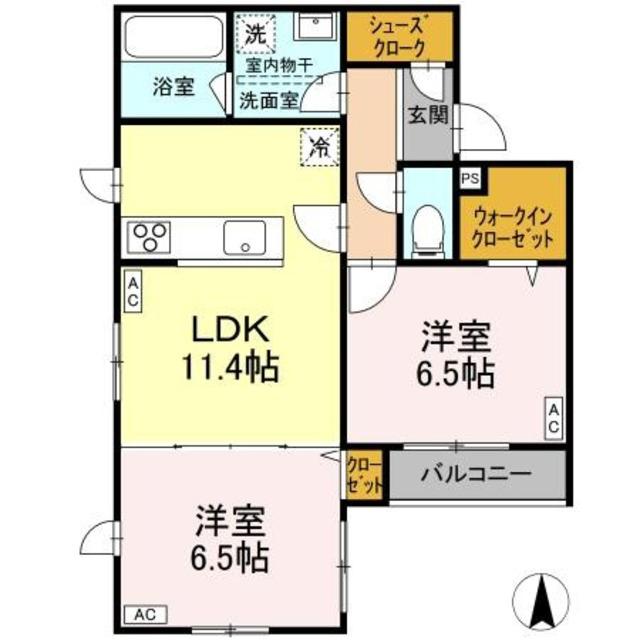 世田谷区新町3丁目PJ(2LDK/1階)の間取り写真