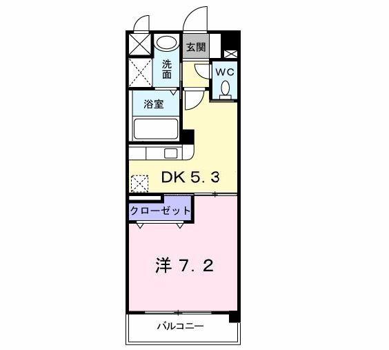ハミングバード上吉田(1DK/4階)の間取り写真