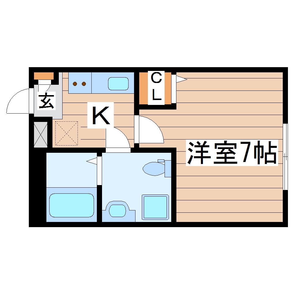 YUZURU 長町(1K/3階)の間取り写真