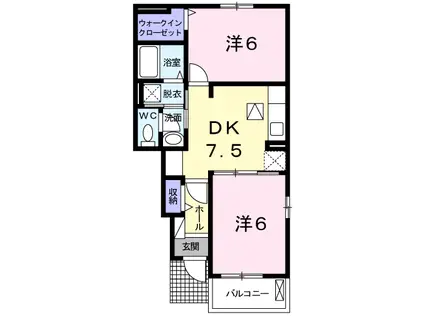 桜ガルデンII(2DK/1階)の間取り写真